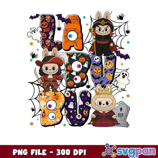 Evil characters labubu png, trick or treat png, halloween quotes png