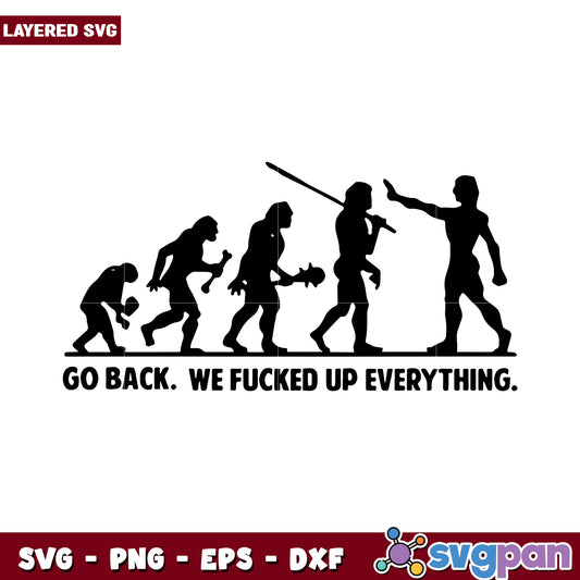 Evolution of Man SVG Design, humorous art for statement pieces