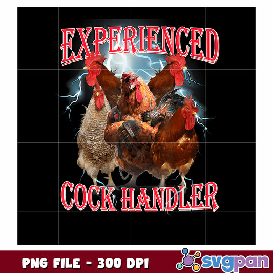 Experienced cook handler png, hilarious text png, funny chicken png
