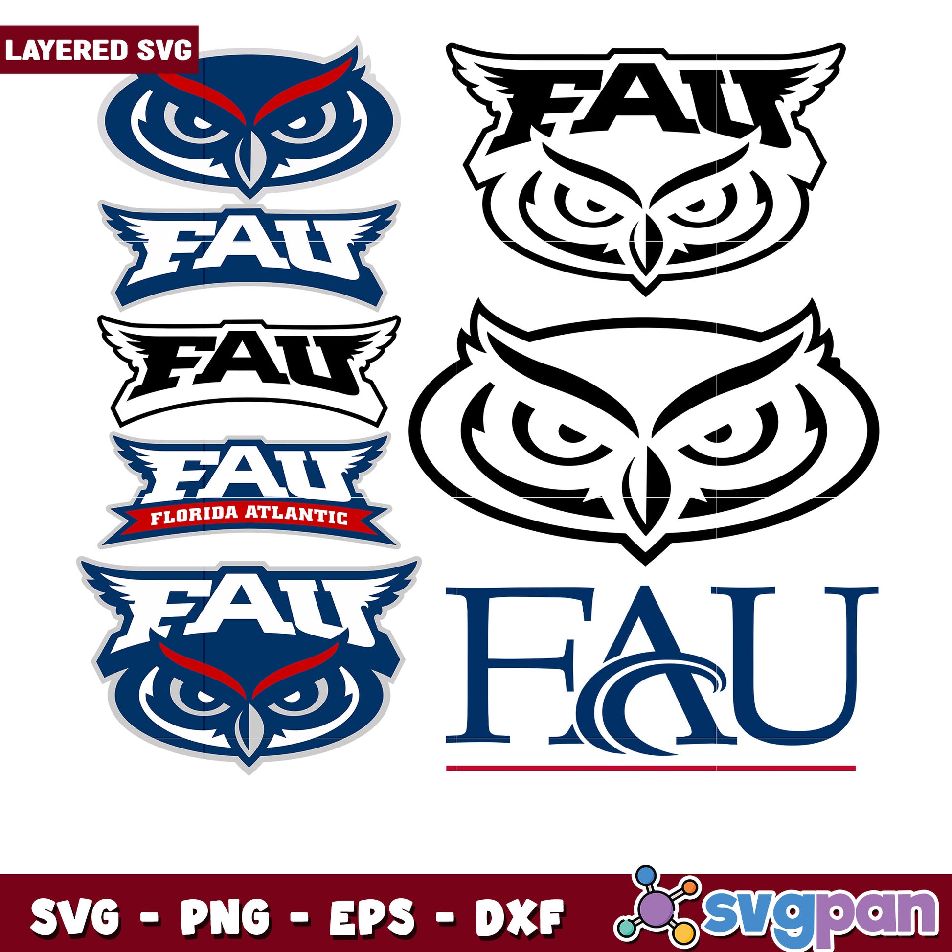 FAU Owl Logo Bundle SVG PNG EPS DXF
