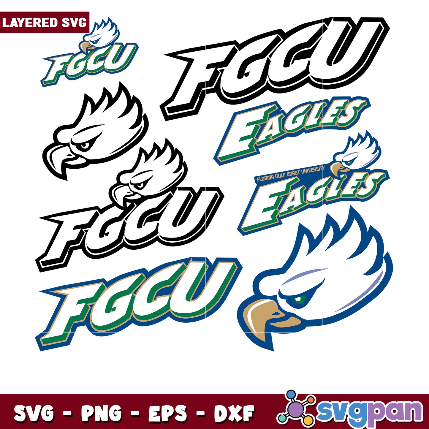 FGCU Eagles SVG Bundle Layered Designs