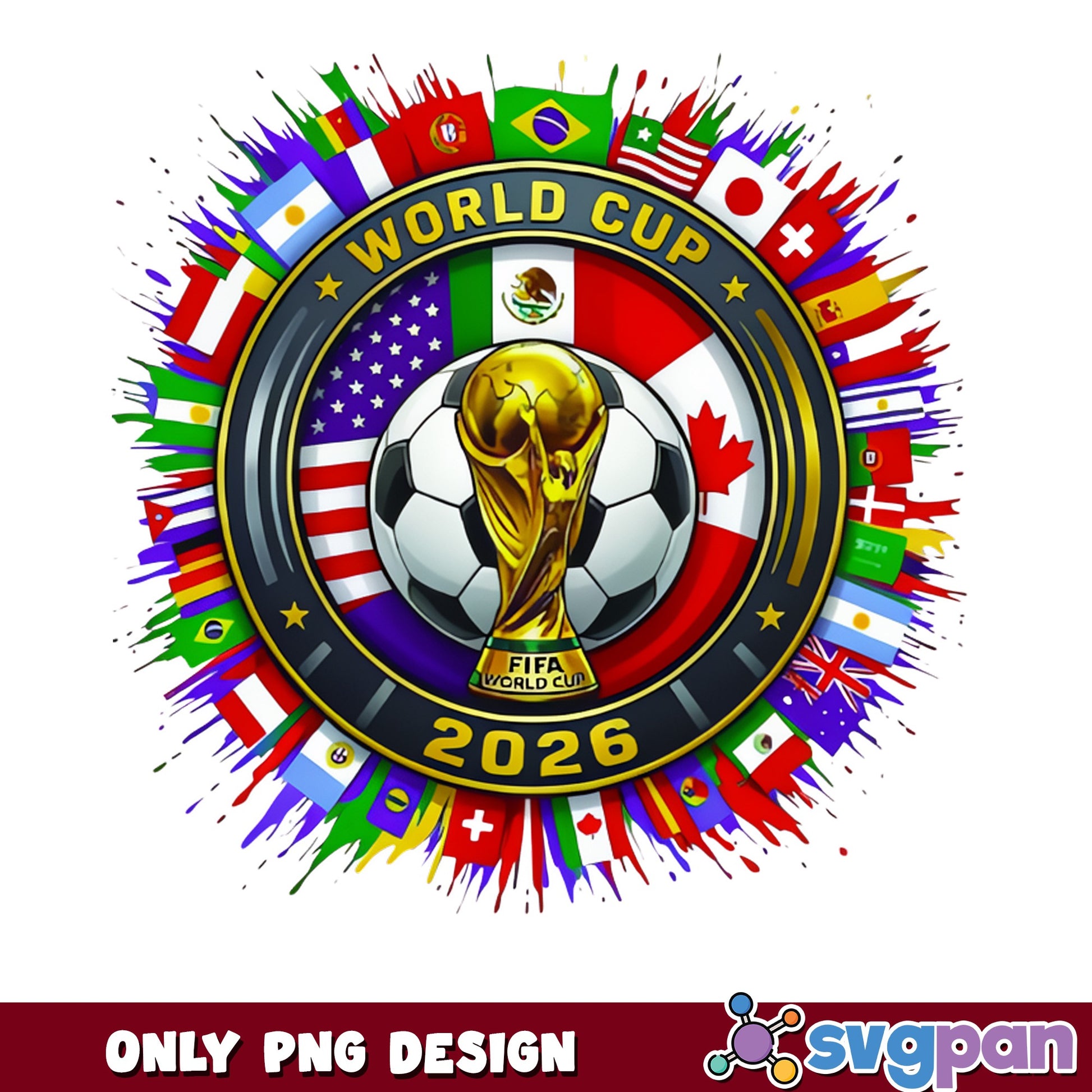 FIFA World Cup 2026 PNG, Soccer Trophy World Flags PNG, Football PNG