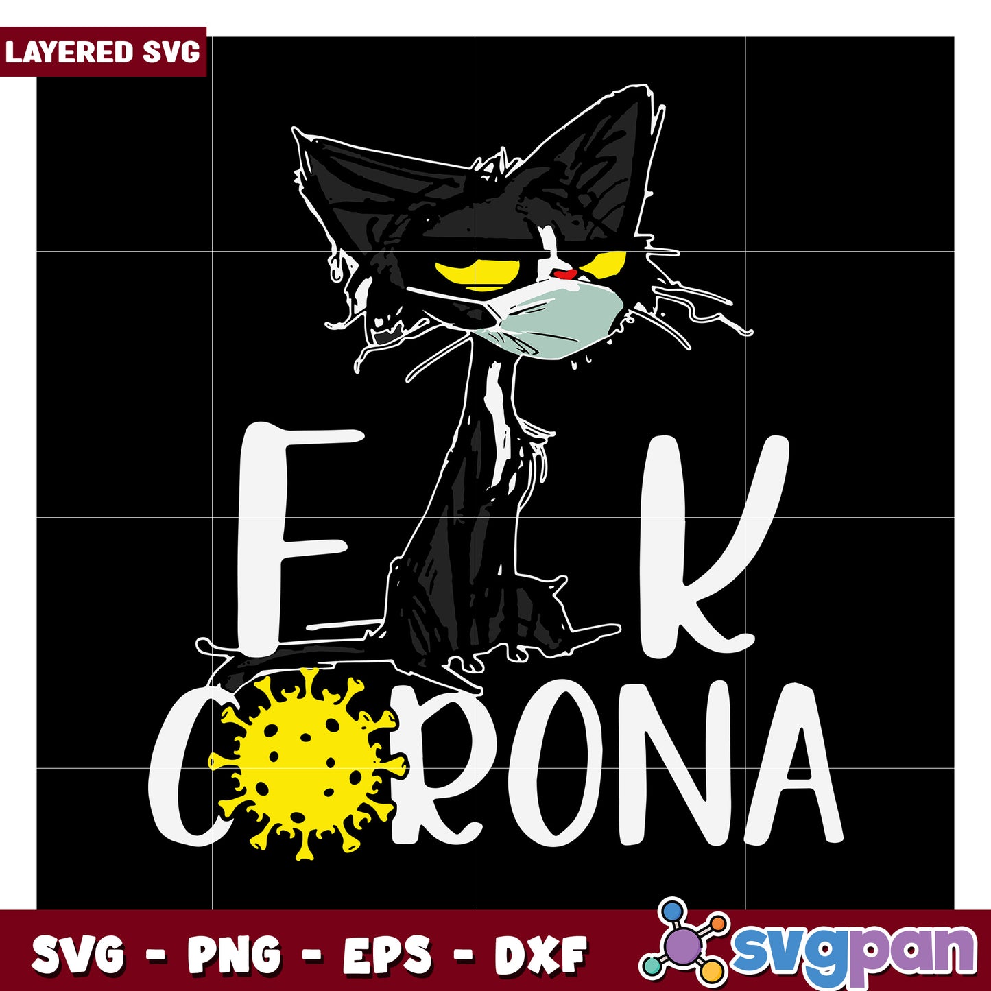 F K Corona Cat SVG Design for Creative Projects, Unique Layered Art