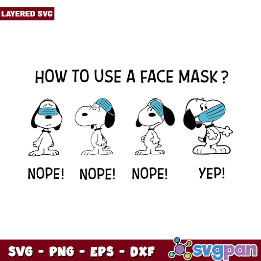 Face Mask Usage Guide SVG, Learn with Fun Cartoon Characters
