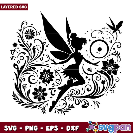 Fairy Silhouette SVG Floral Design