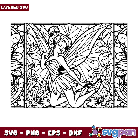 Fairy Stained Glass SVG Coloring Page
