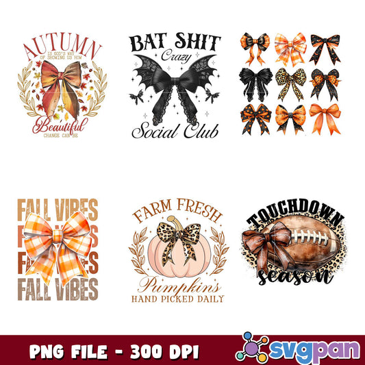 Fall Bow PNG Bundle 300 DPI Designs