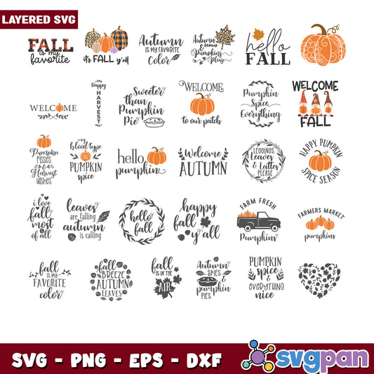 Fall SVG Bundle 20 Pumpkin Designs