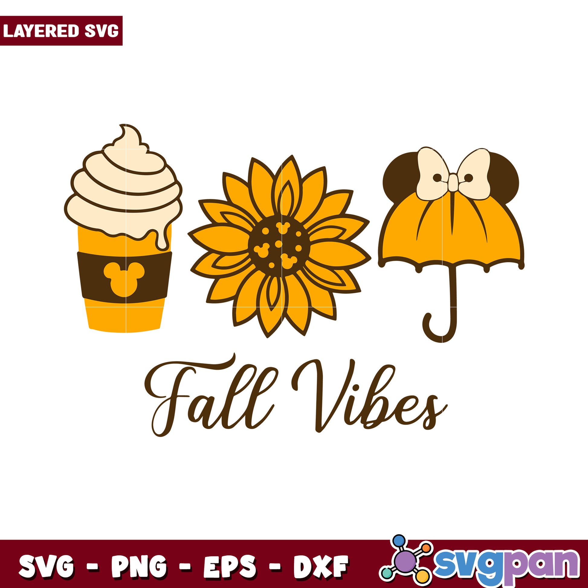 Fall Vibes with Sunflower and Ice Cream Design, Perfect for Crafts