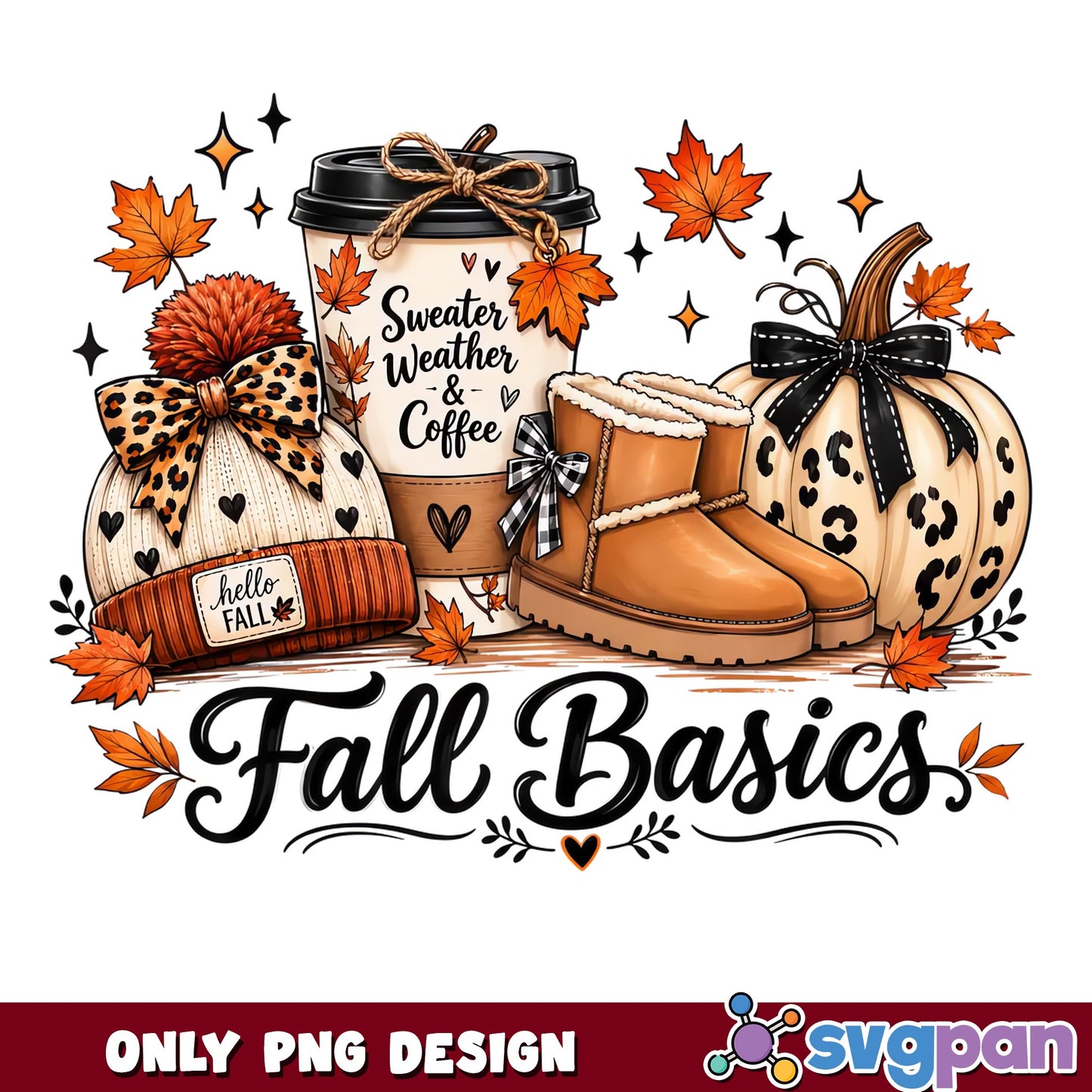 Fall Basics Sweater Weather Coffee PNG, Hello Fall PNG, Autumn PNG