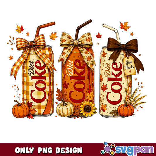 Fall Diet Coke Can PNG, Thanksgiving Soda Can PNG, Autumn PNG