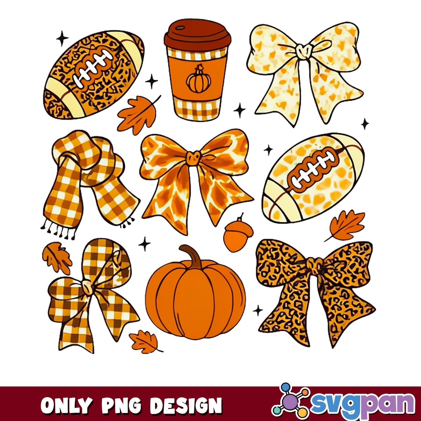 Fall Football Coquette Bow Bundle, Pumpkin Autumn PNG, Fall PNG