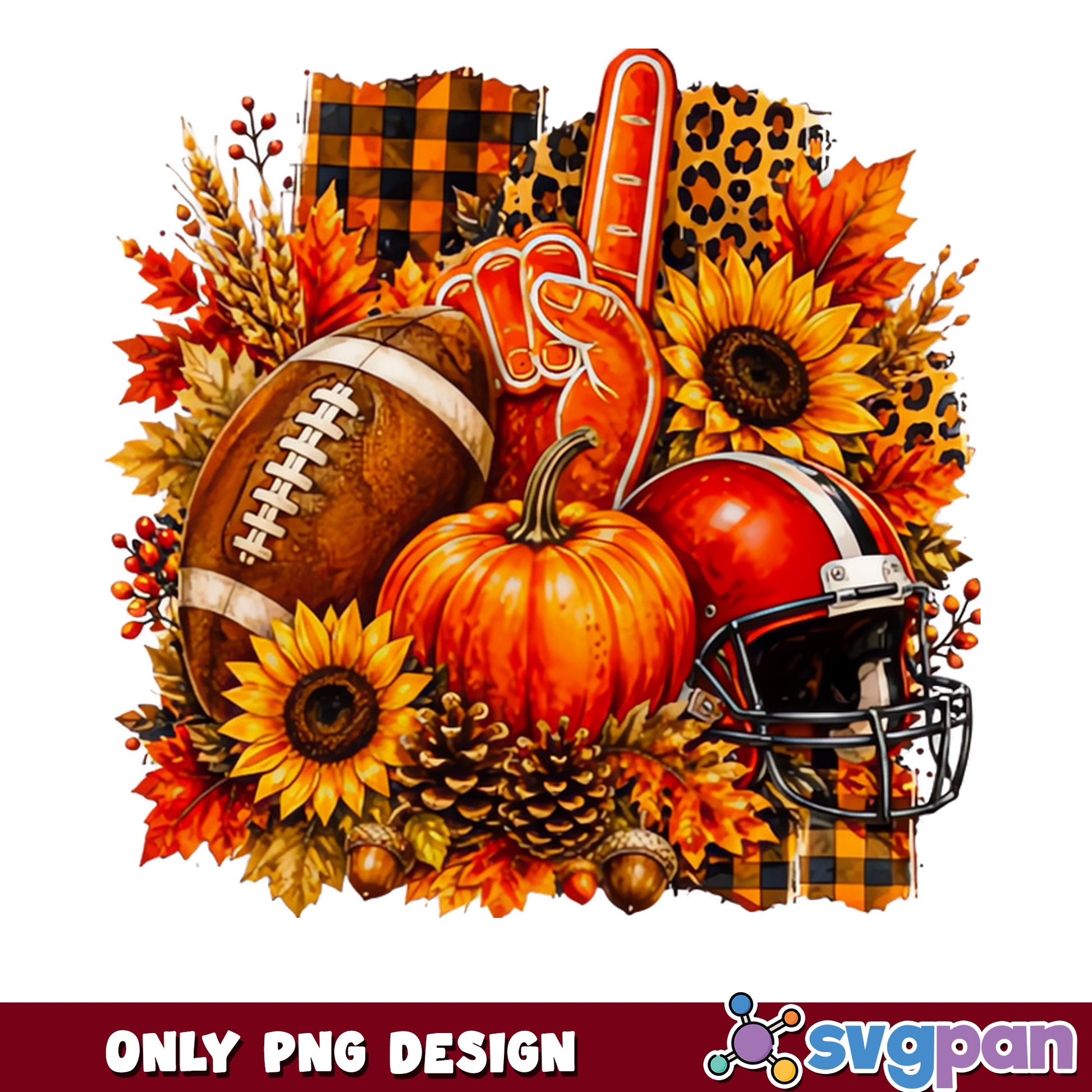 Fall Football PNG, Thanksgiving Football Sublimation, Autumn PNG
