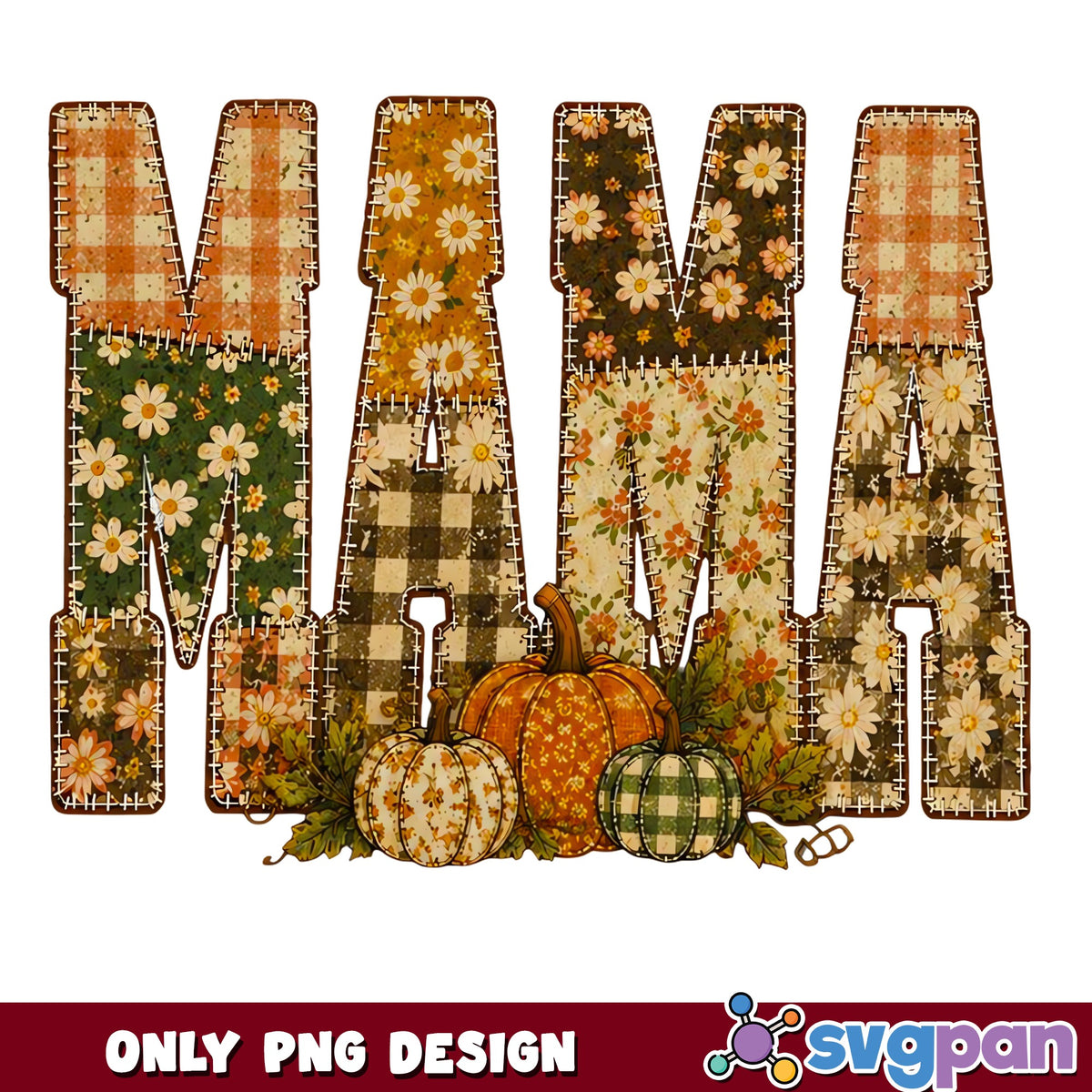 Fall Mama Pumpkin PNG, Autumn Floral Mama PNG, Halloween PNG