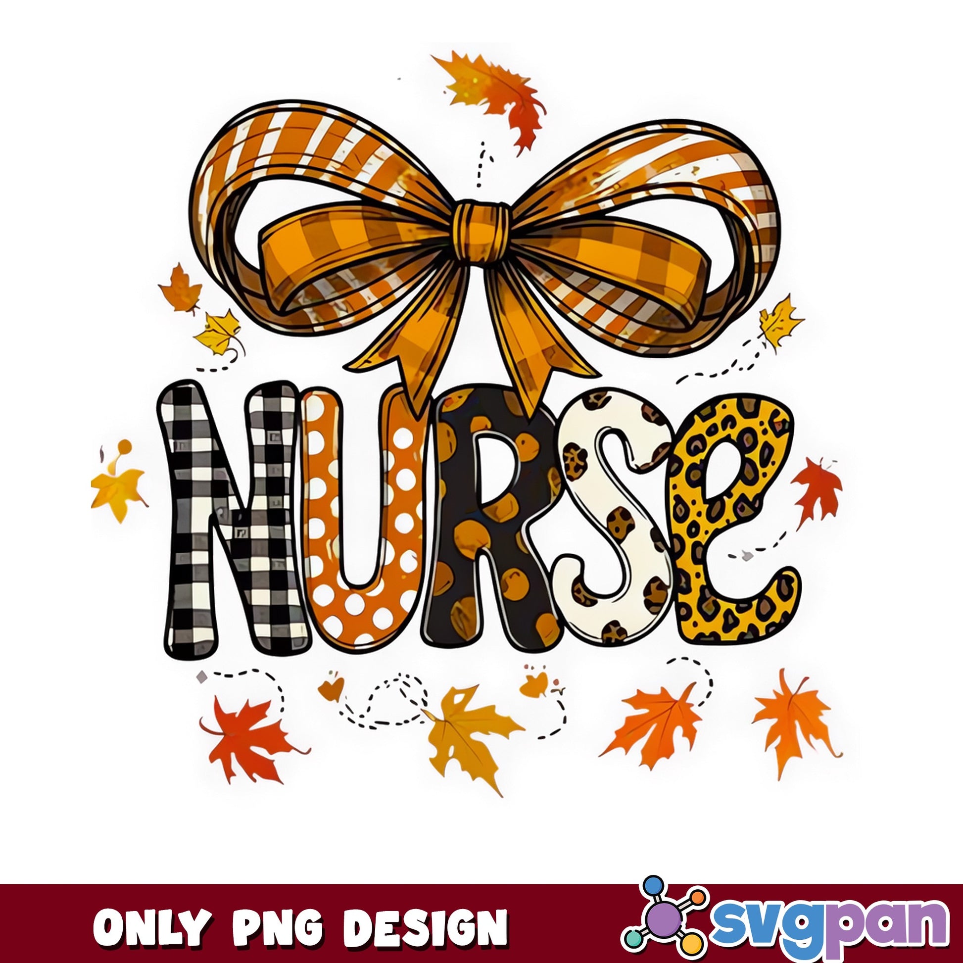 Fall Nurse PNG, Autumn Nurse Coquette Bow PNG, Nurse Fall PNG