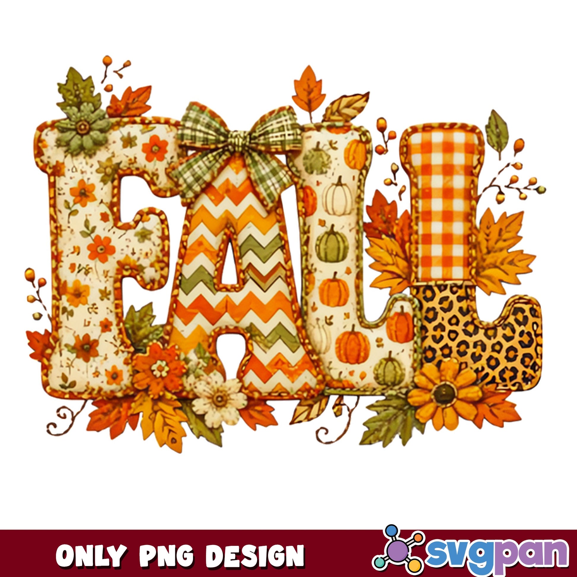 Fall Pumpkin Floral Autumn Sublimation PNG, Fall PNG, Thanksgiving PNG