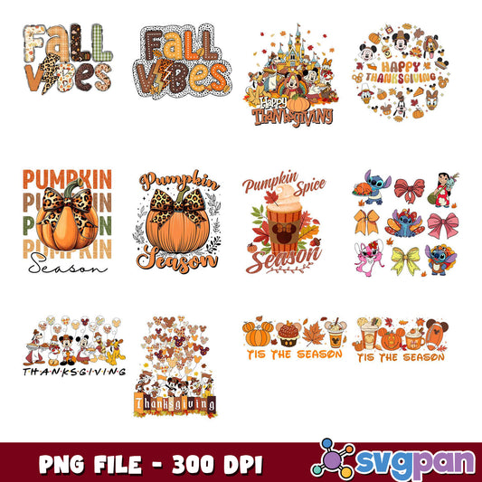 Fall & Thanksgiving PNG Bundle - 300 DPI