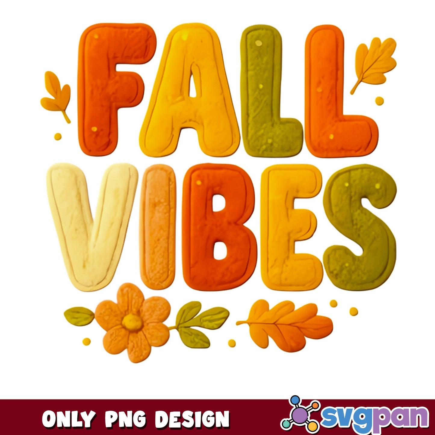 Fall Vibes PNG, Autumn Leaves Design PNG, Fall Season PNG