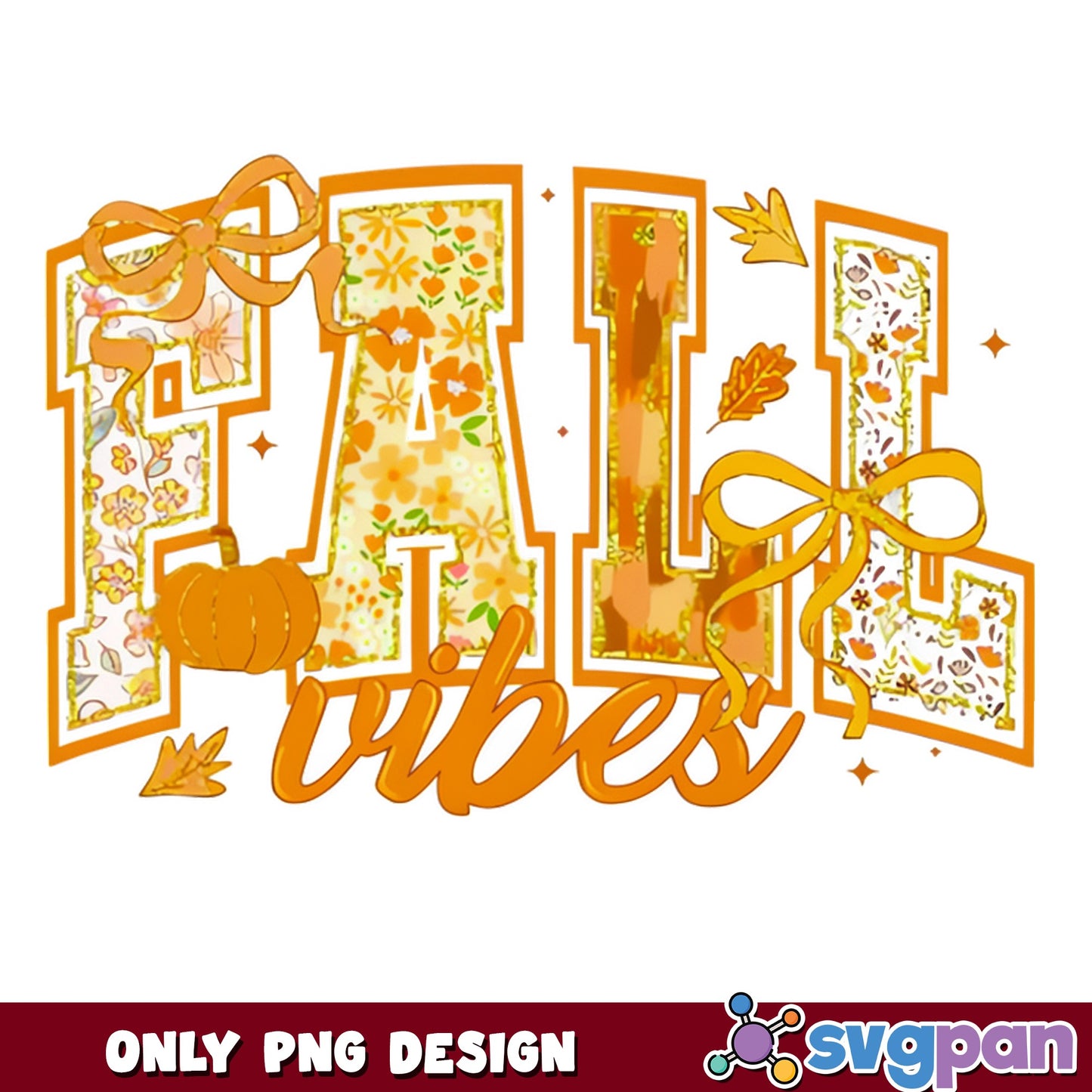 Fall Vibes PNG, Autumn Pumpkin Coquette Bow PNG, Fall PNG