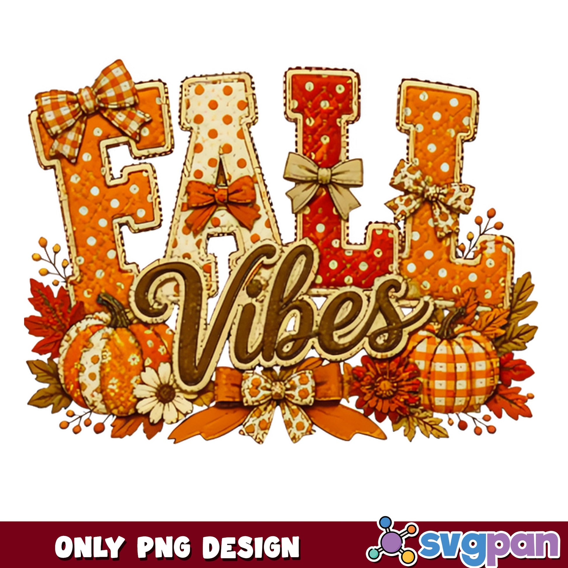 Fall Vibes PNG, Autumn Pumpkin Design, Fall Season PNG