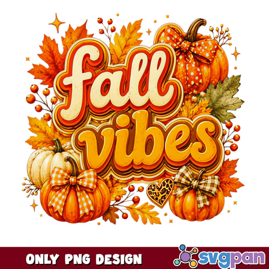 Fall Vibes PNG, Retro Pumpkin Fall PNG, Autumn Sublimation PNG