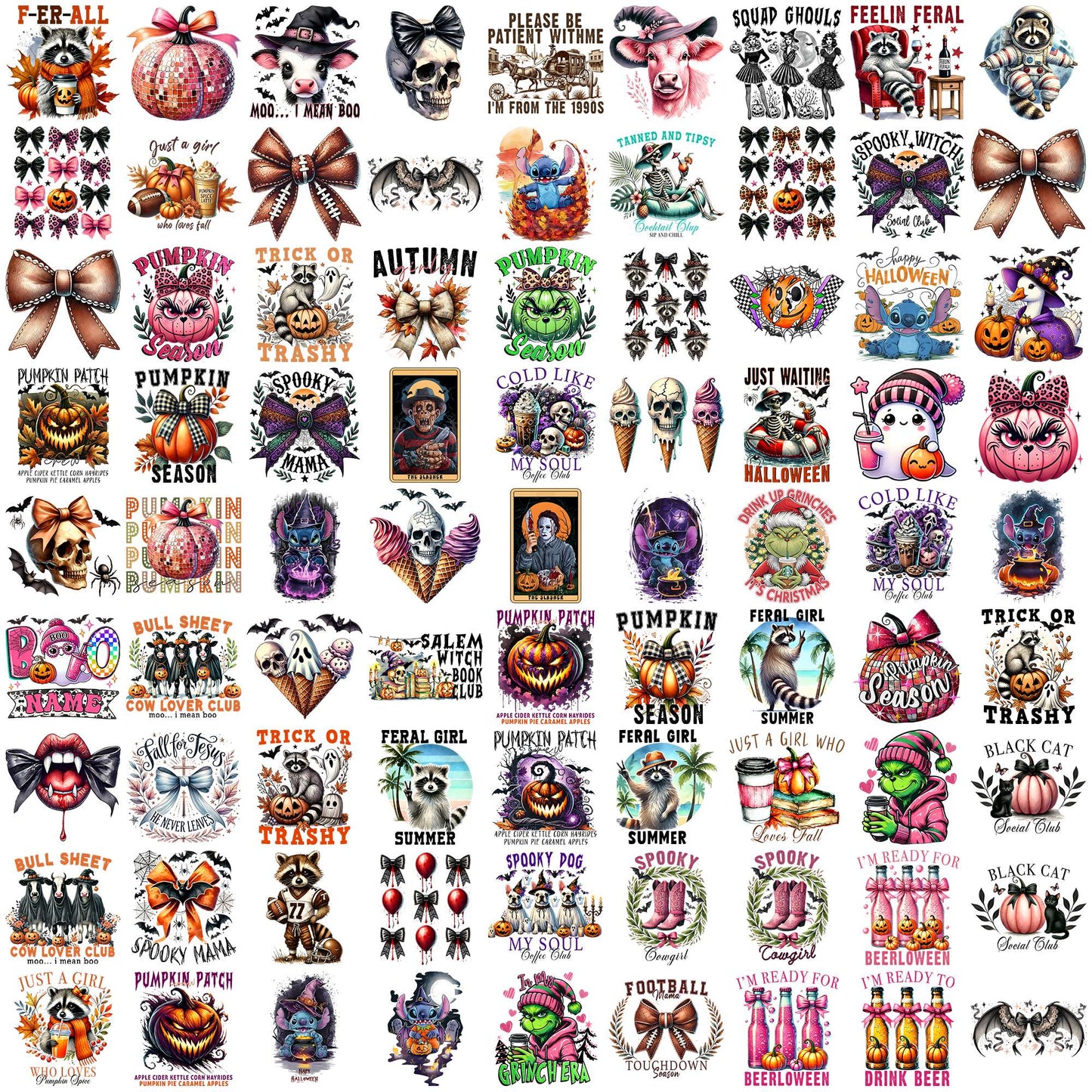 Fall and horror thing png bundle, fall png, spirit halloween png