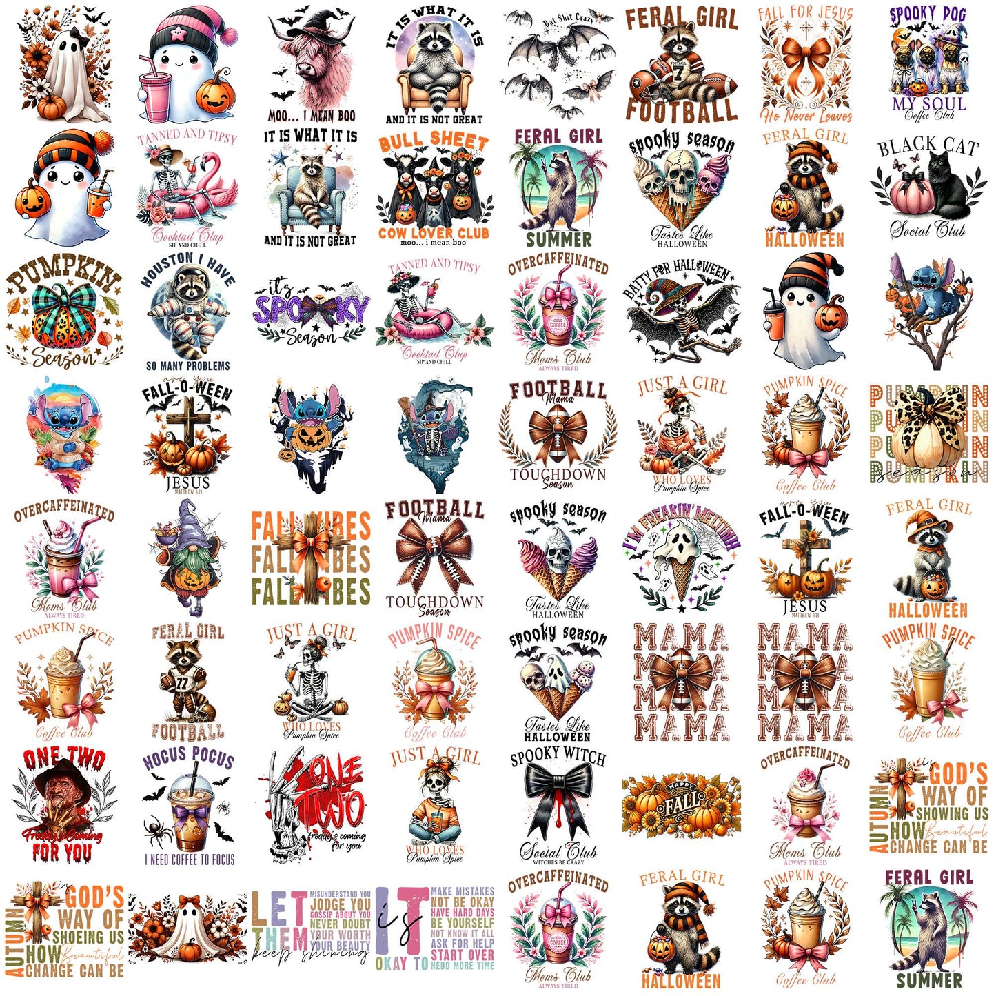 Fall and horror thing png bundle, fall png, spirit halloween png