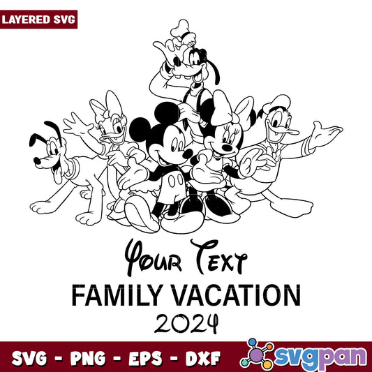 Family Vacation 2024 svg, Disney characters svg, Digital Download