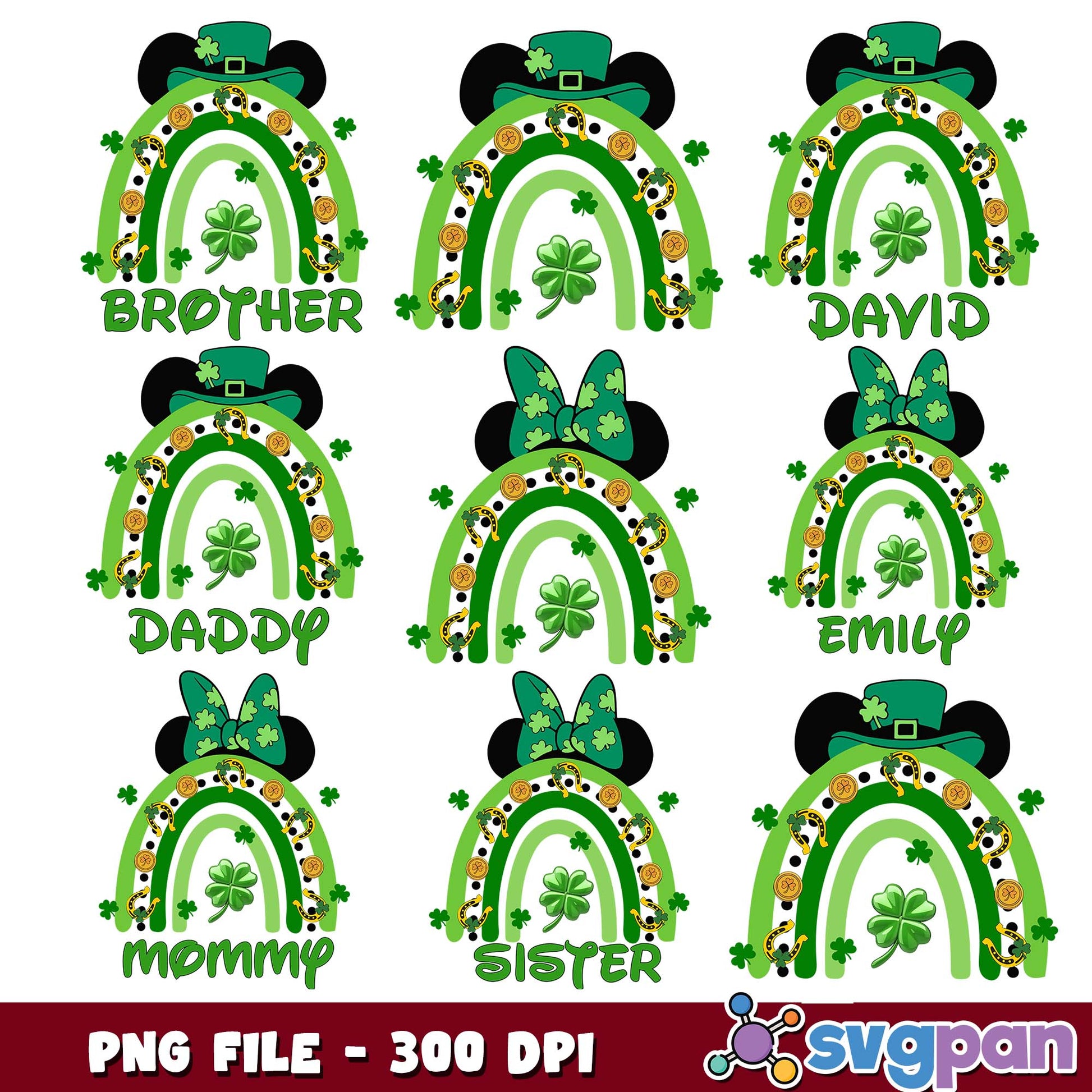 Family patricks day png bundle