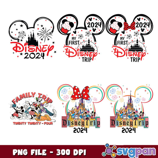 Family trip disney land png bundle