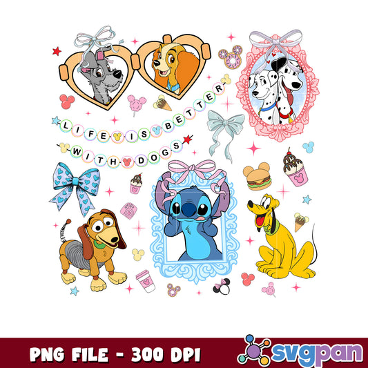 Famous disney dog picture frame design png, disney characters png, disneyland evnet 2025 png