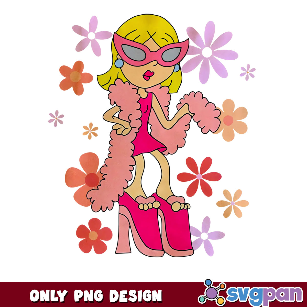 Fancy Nancy Floral PNG, Fashionista Girl PNG, Kids Cartoon PNG