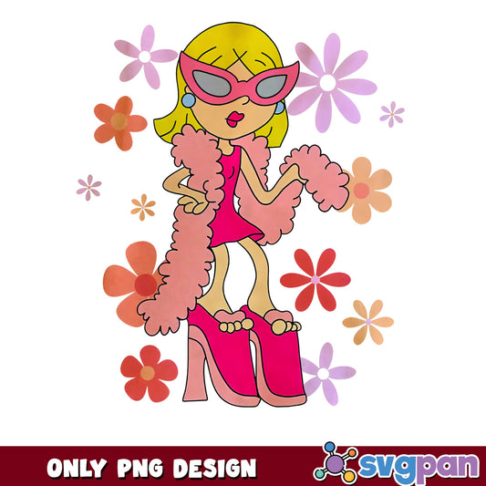 Fancy Nancy Floral PNG, Fashionista Girl PNG, Kids Cartoon PNG