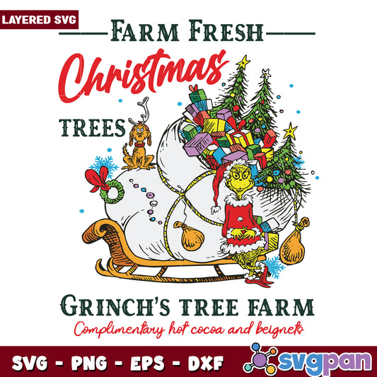 Farm Fresh Christmas Grinch Tree Farm svg, christmas music​ svg, disney svg