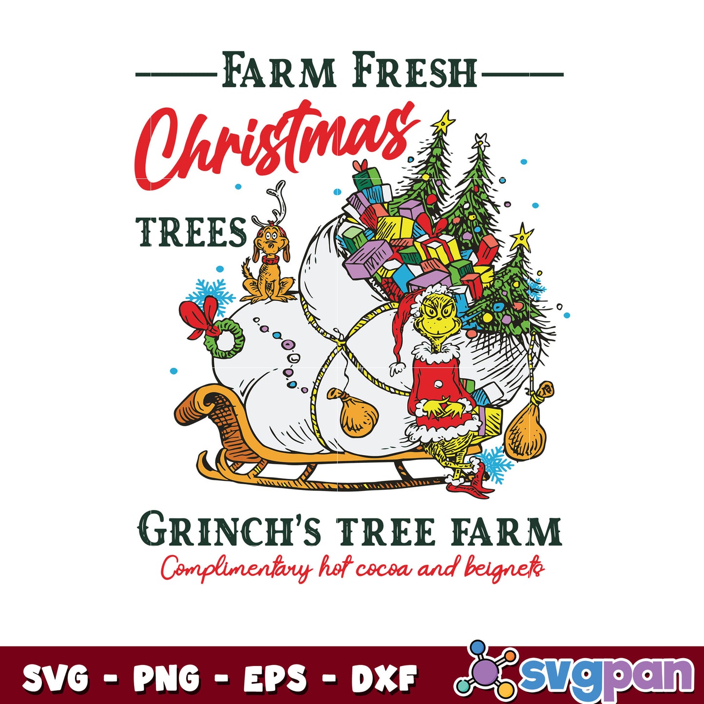 Farm Fresh Christmas Grinch Tree Farm svg, grinch and dog svg