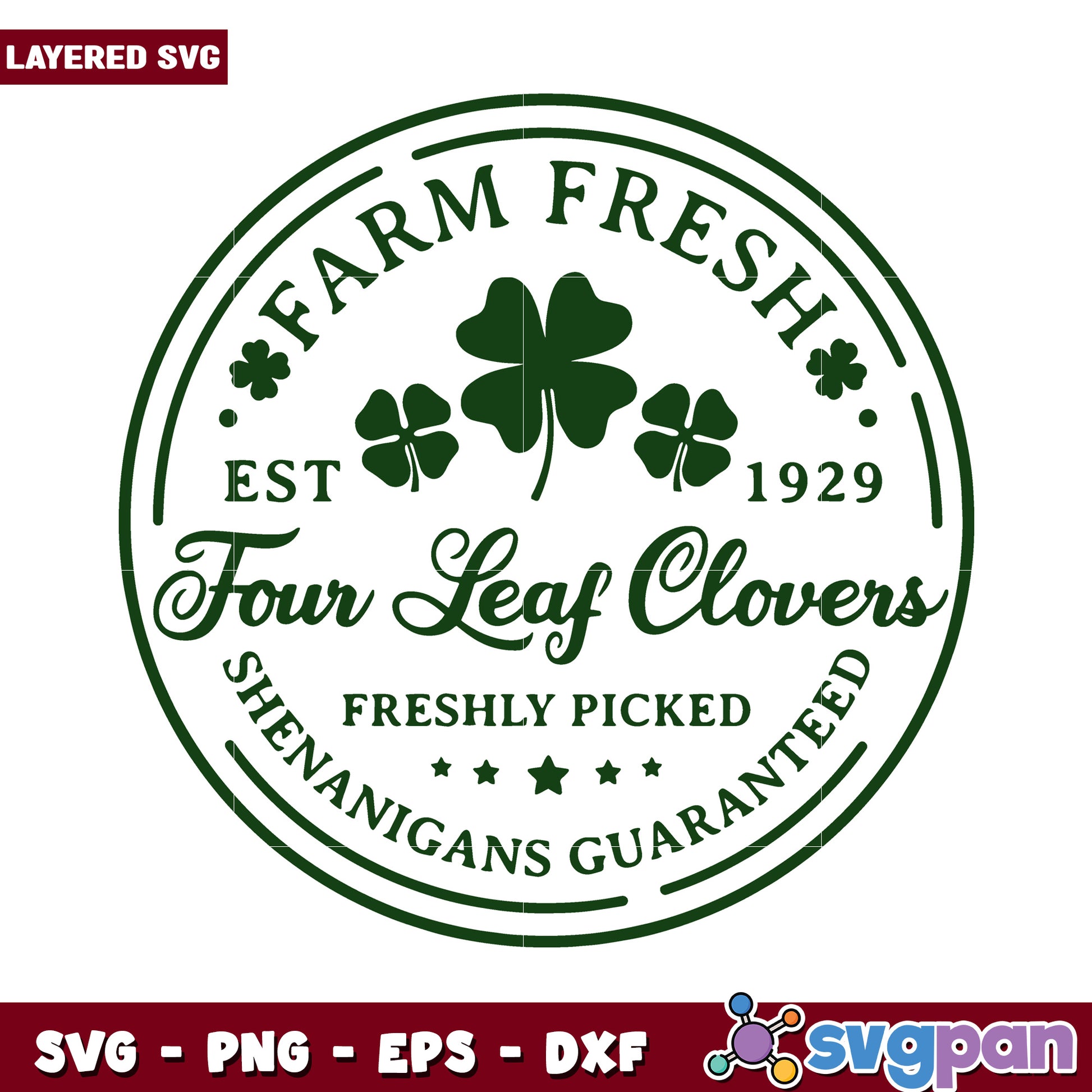 Farm Fresh Four Leaf Clovers SVG Design, Perfect for Unique Crafts