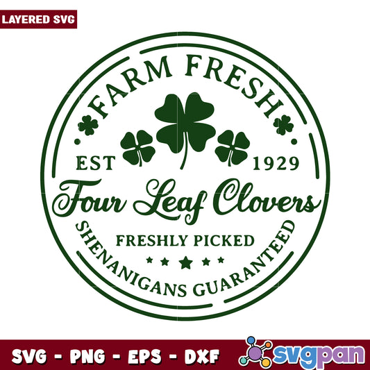Farm Fresh Four Leaf Clovers SVG Design, Perfect for Unique Crafts
