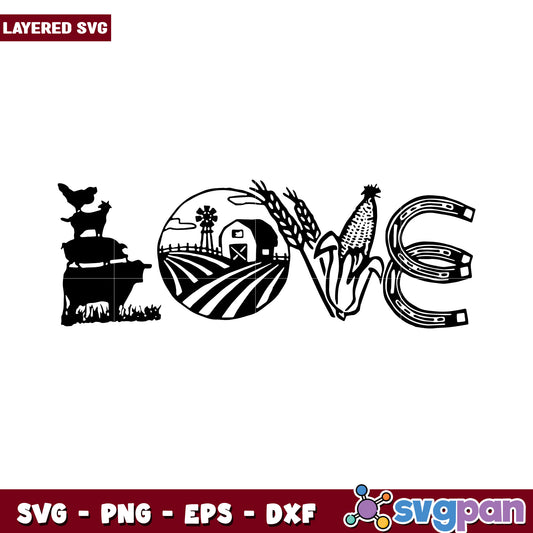 Farm Themed Love SVG Design for Creatives, Perfect for Craft Projects