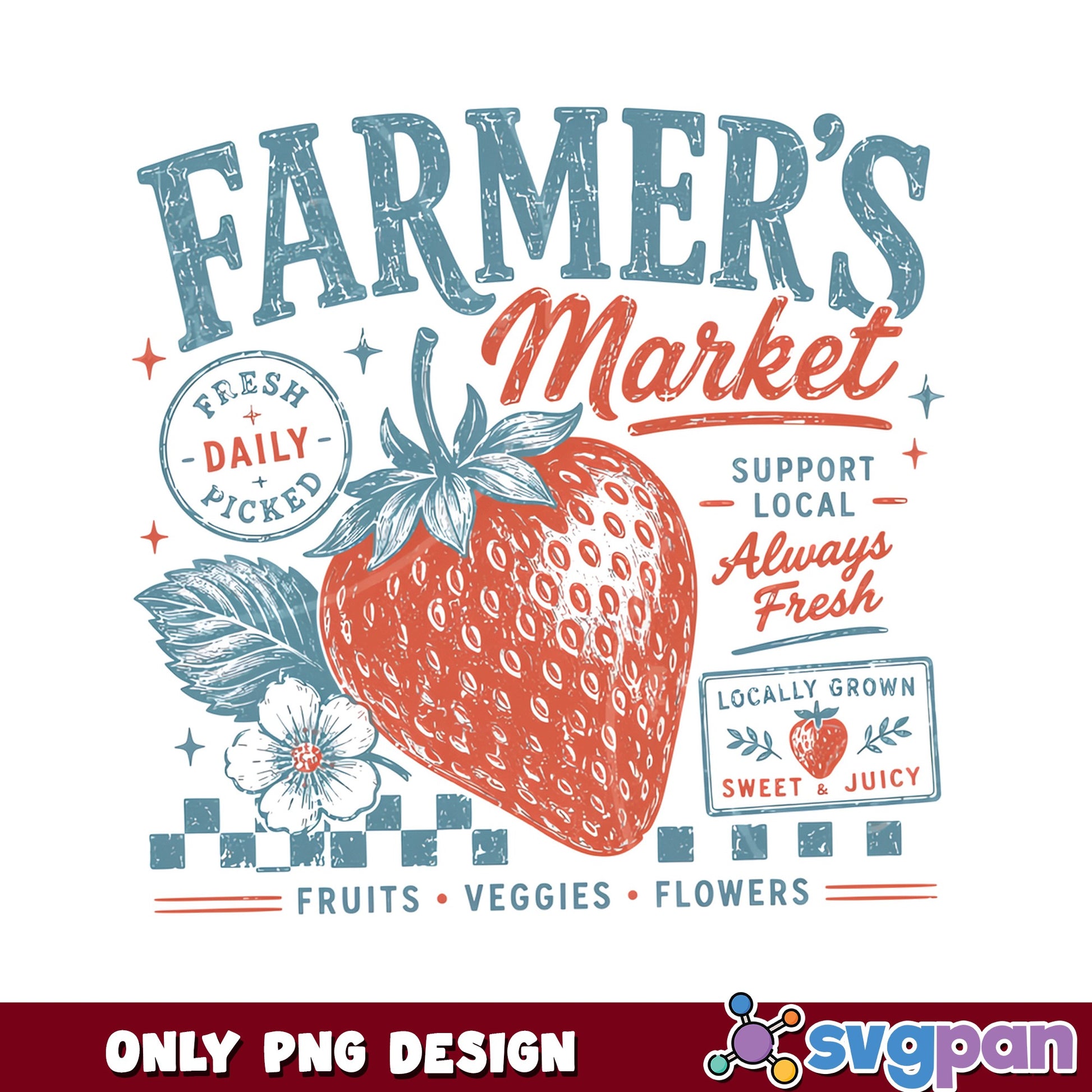 Farmer's Market Strawberry PNG, Retro Farm PNG, Cottagecore PNG