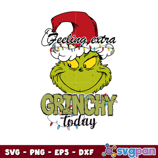 Feeling Extra Grinchy Today Lights svg, grinch head svg, christmas svg