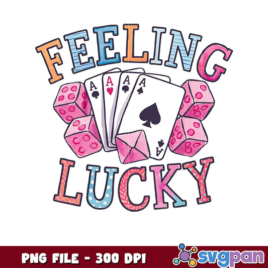 Feeling Lucky Card and Dice Design, Perfect for Gaming Fun