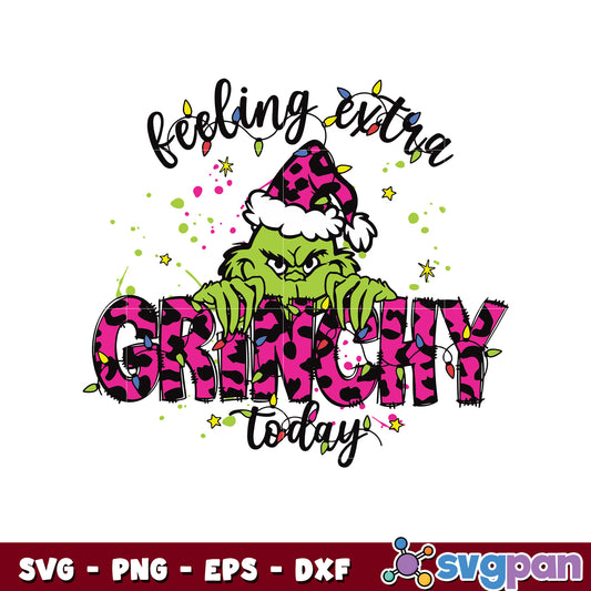 Feeling extra grinchy today christmas lights svg