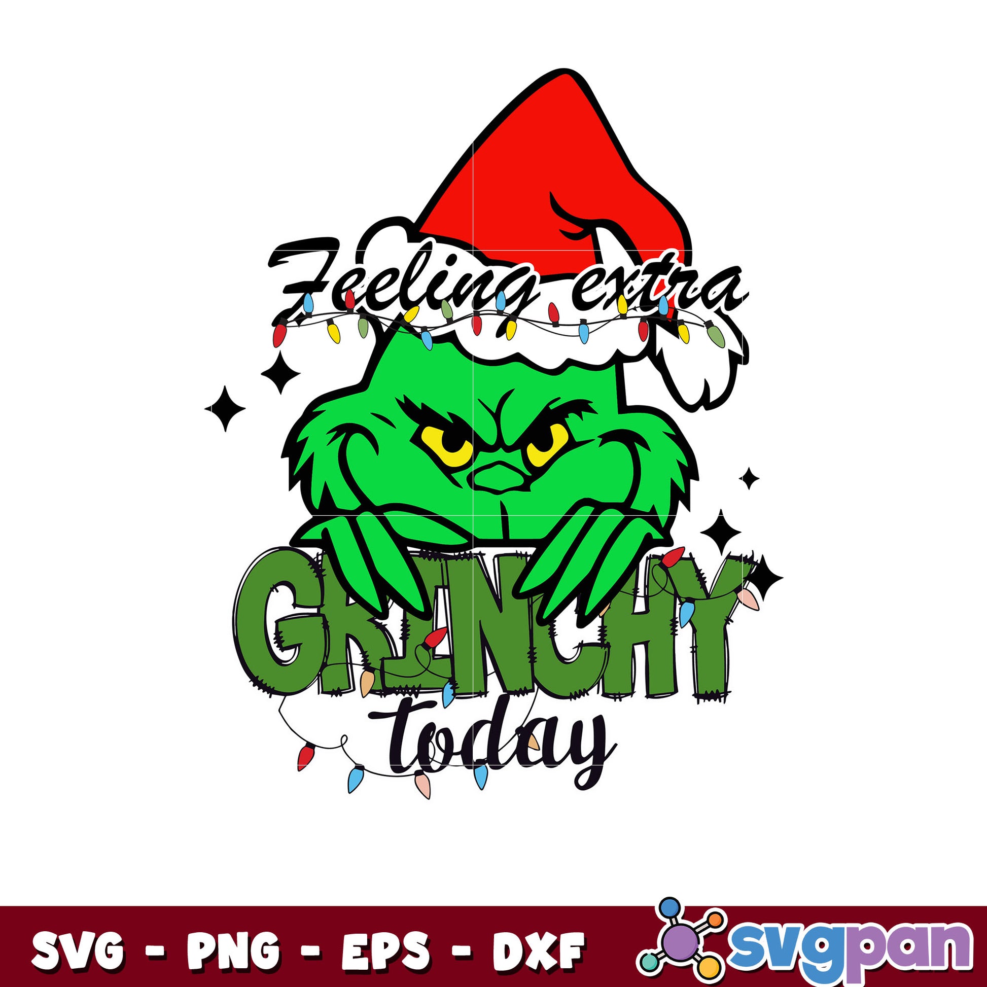 Feeling extra grinchy today christmas light svg