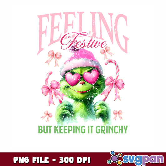 Felling festive png, christmas tree png, heart grinch png