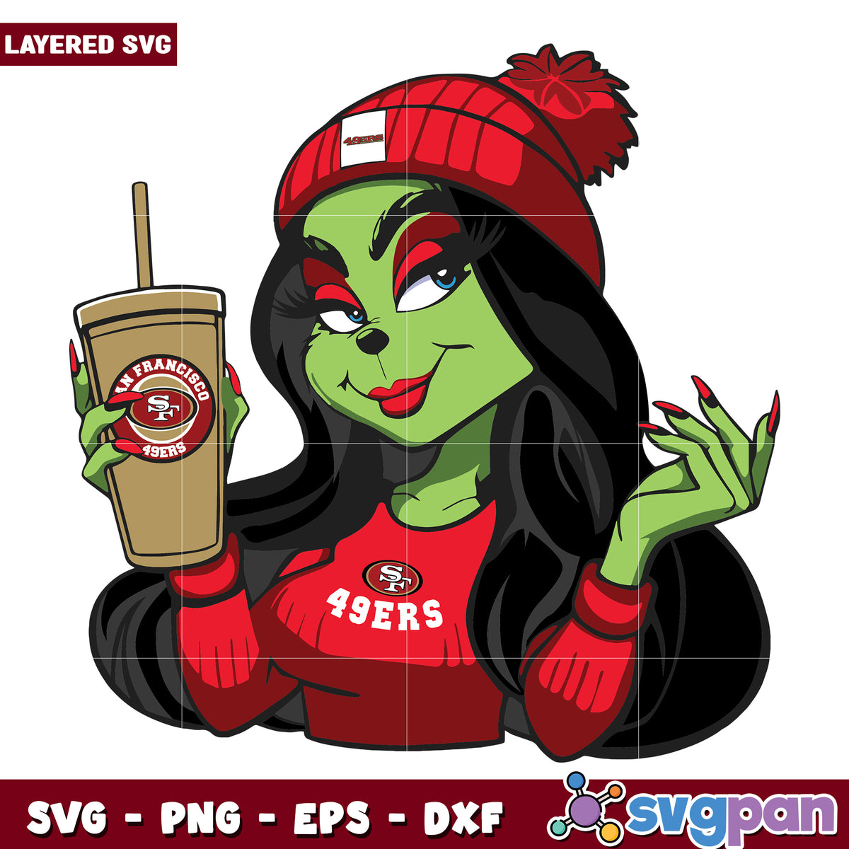 Female Grinch San Francisco 49ers Football Team svg, christmas decor​ svg, grinchy svg