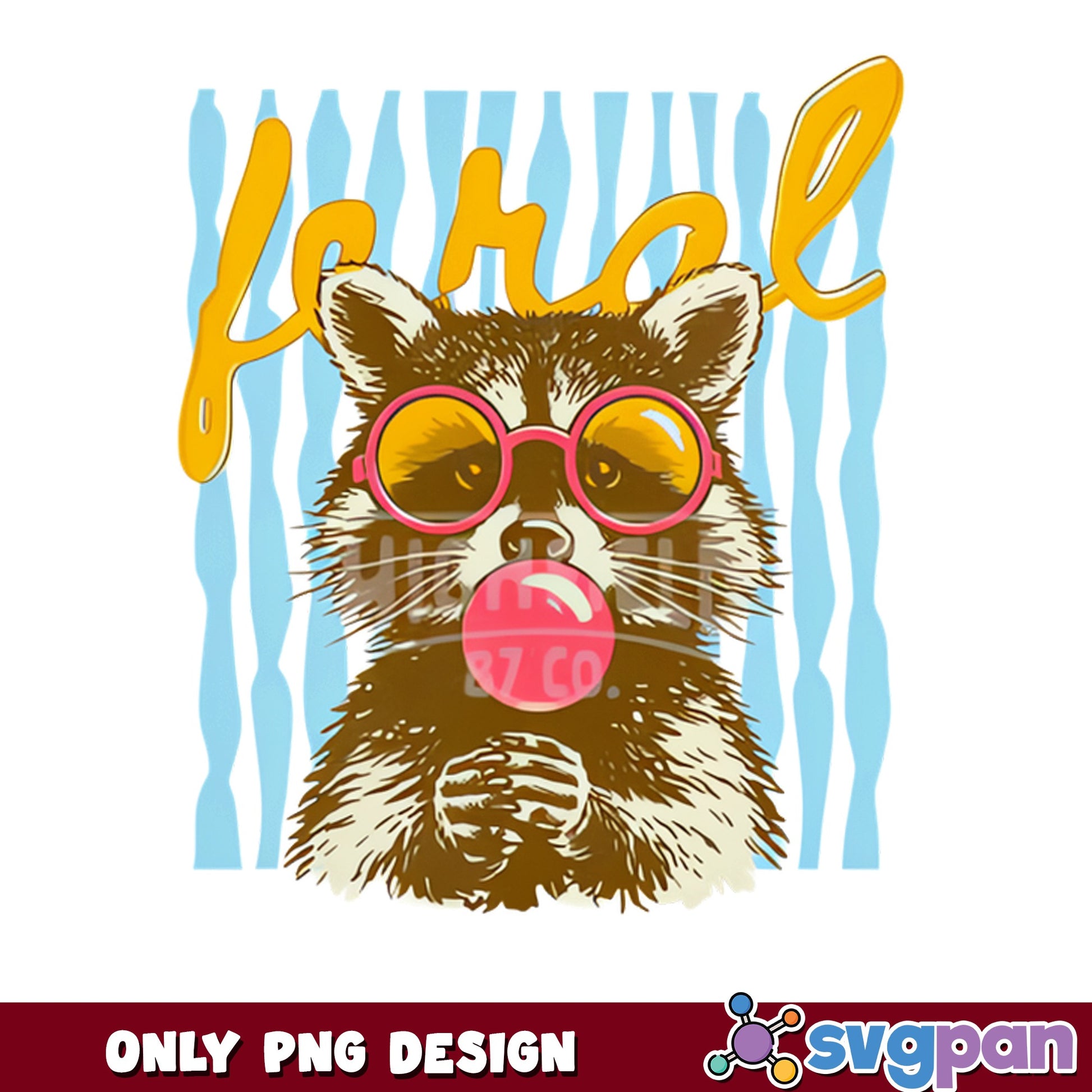 Feral Raccoon Bubblegum PNG, Funny Raccoon Sublimation, Raccoon PNG