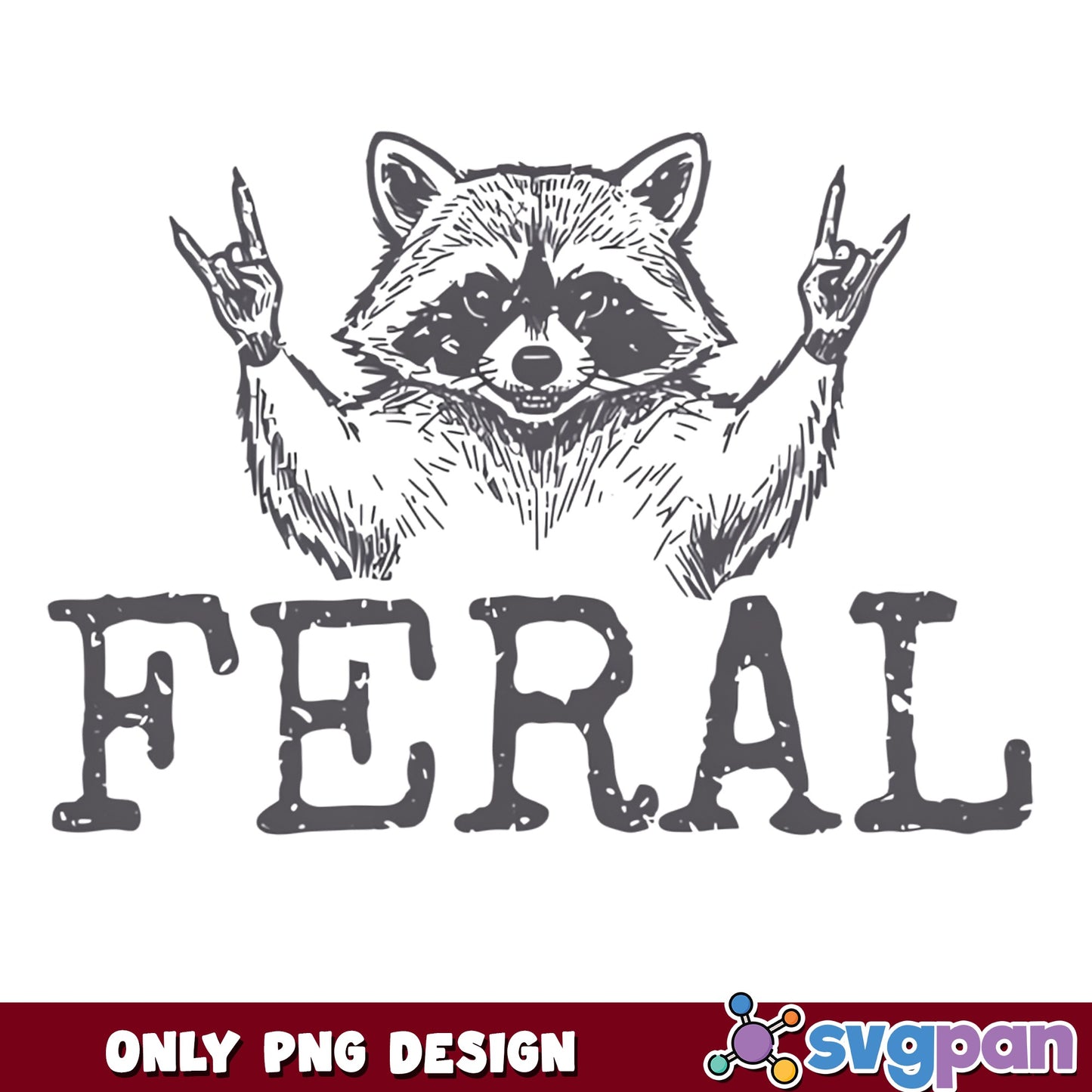 Feral Raccoon Rock On PNG, Funny Raccoon PNG, Wild Animal PNG