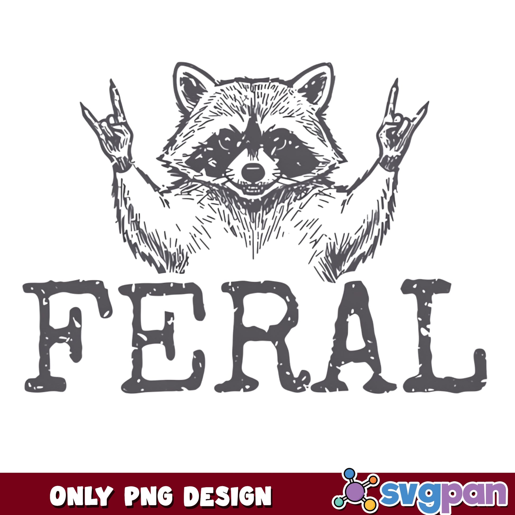 Feral Raccoon Rock On PNG, Funny Raccoon PNG, Wild Animal PNG