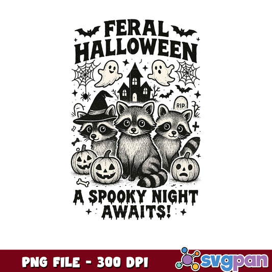 Feral halloween a spooky night always png, halloween season png, scary monster​ png