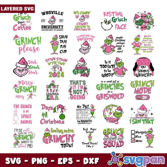Festive Grinch Bundle SVG for Holiday Crafts and Fun